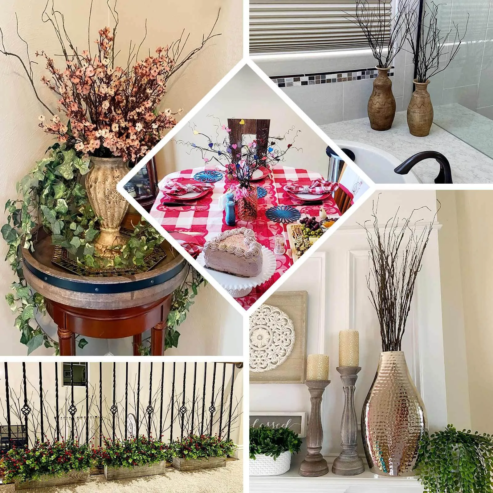 10 Pack 37" Tall Decorative Artificial Willow Tree Stem Branches, Lifelike DIY Bendable Faux Wooden Craft Decor Vase Filler