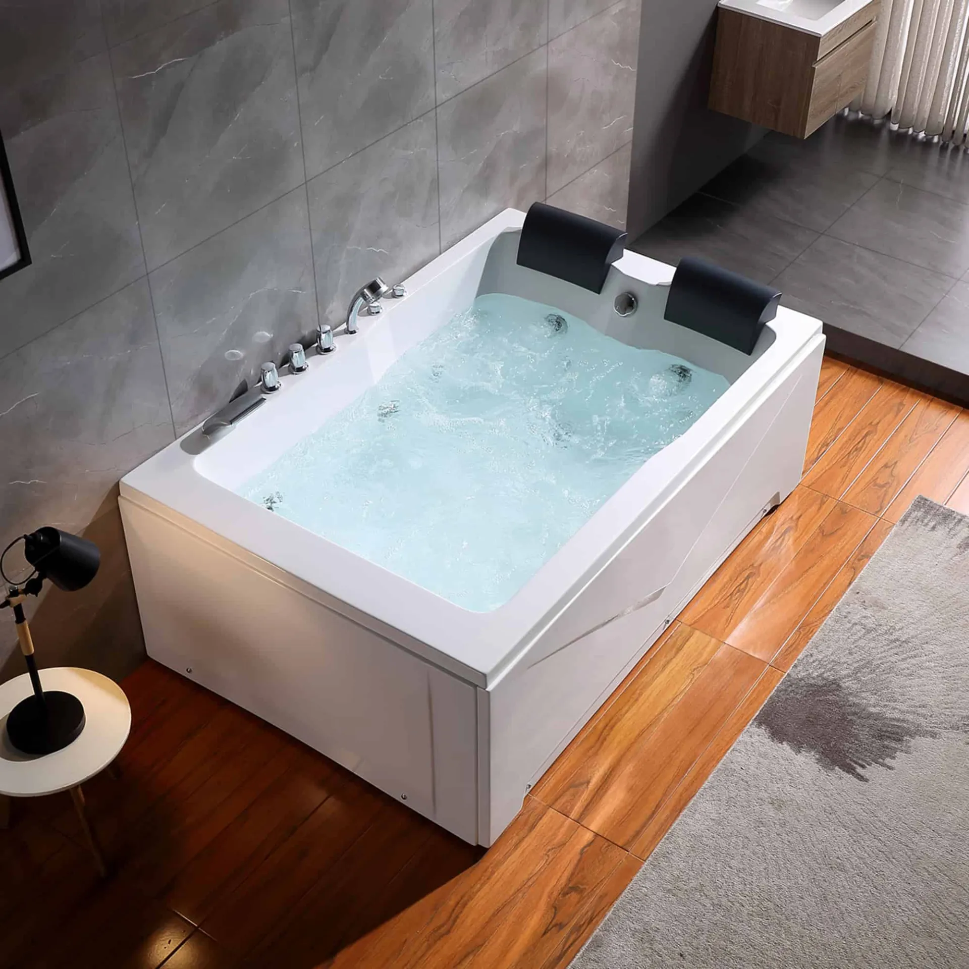 Alcove Whirlpool 2-Person Tub with Left Drain