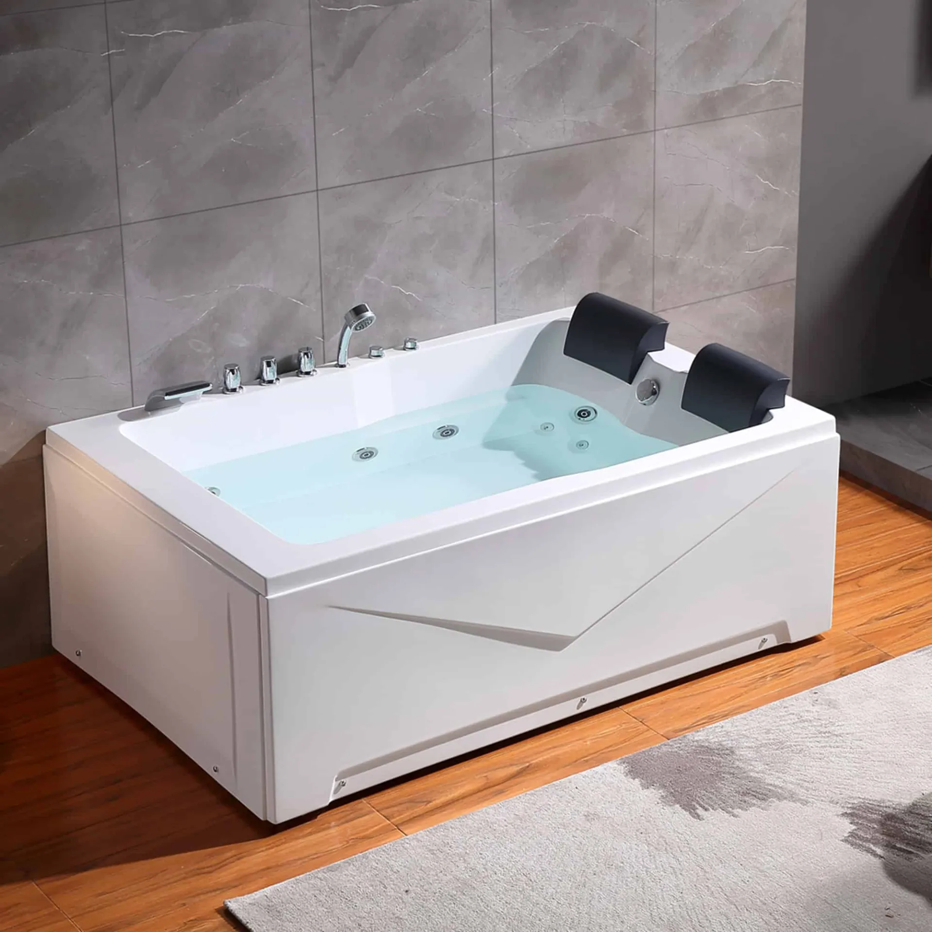 Alcove Whirlpool 2-Person Tub with Left Drain