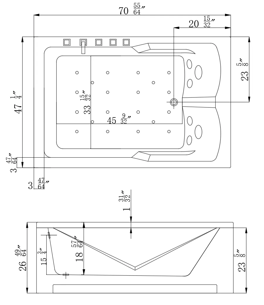 Alcove Whirlpool 2-Person Tub with Left Drain