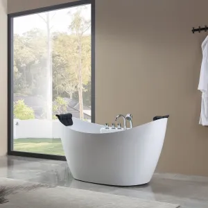 Freestanding Whirlpool Bathtub with Center Drain