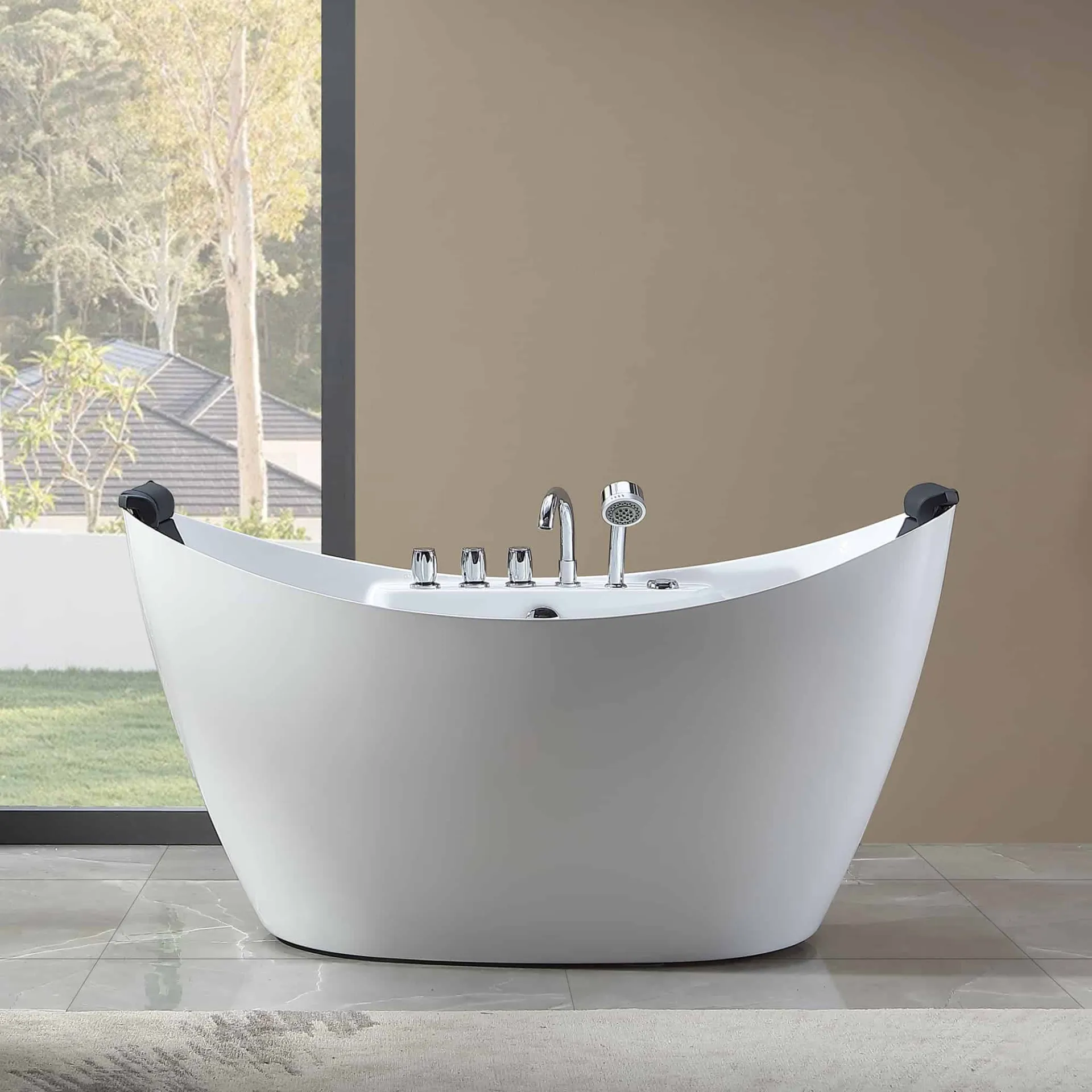 Freestanding Whirlpool Bathtub with Center Drain