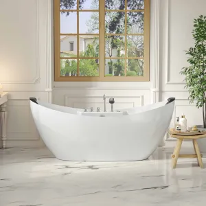 Freestanding Whirlpool Bathtub with Center Drain