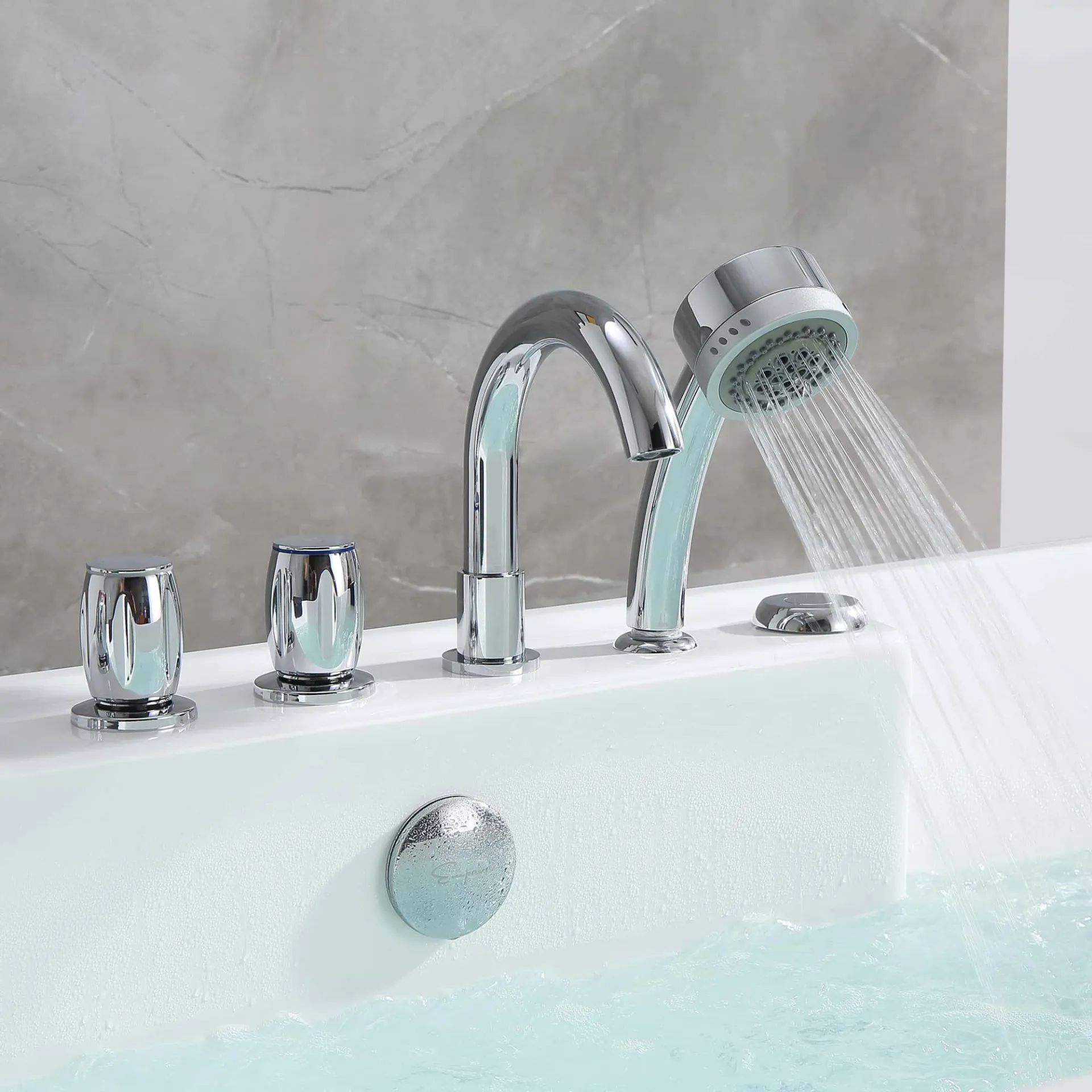 Freestanding Whirlpool Rectangle Tub with Center Drain