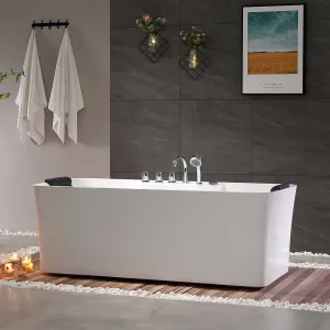 Freestanding Whirlpool Rectangle Tub with Center Drain