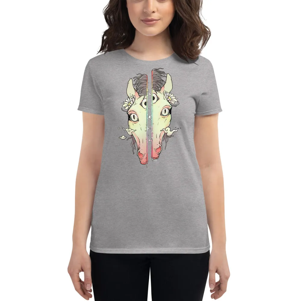 Split Face Horse, Ladies T-Shirt
