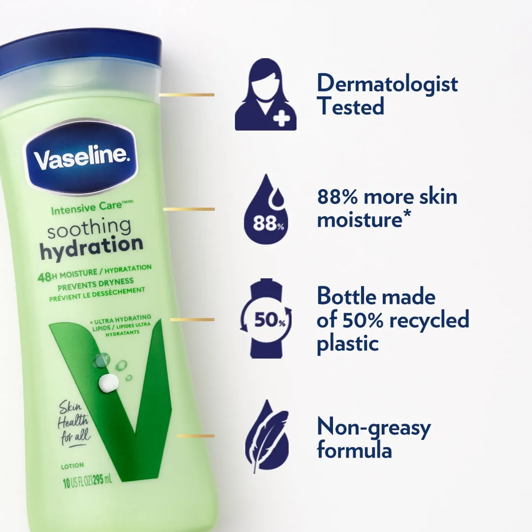Vaseline Intensive Care™ Hand and Body Lotion Soothing Hydration for Dry Skin with Aloe Vera Extract & Ultra-Hydrating Lipids, 10 oz